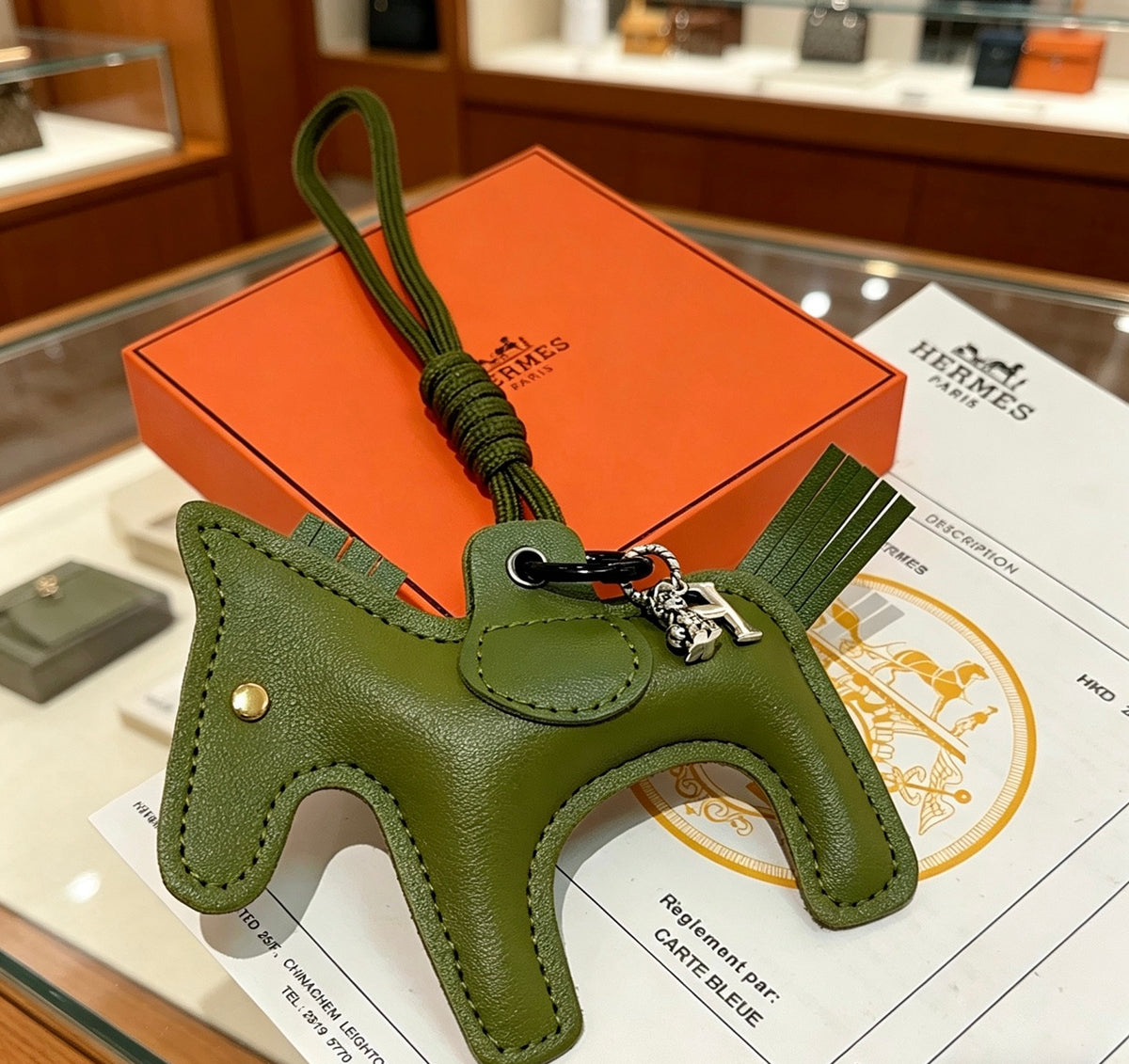 Hermès Green Horse Charm Keychain - album image 3