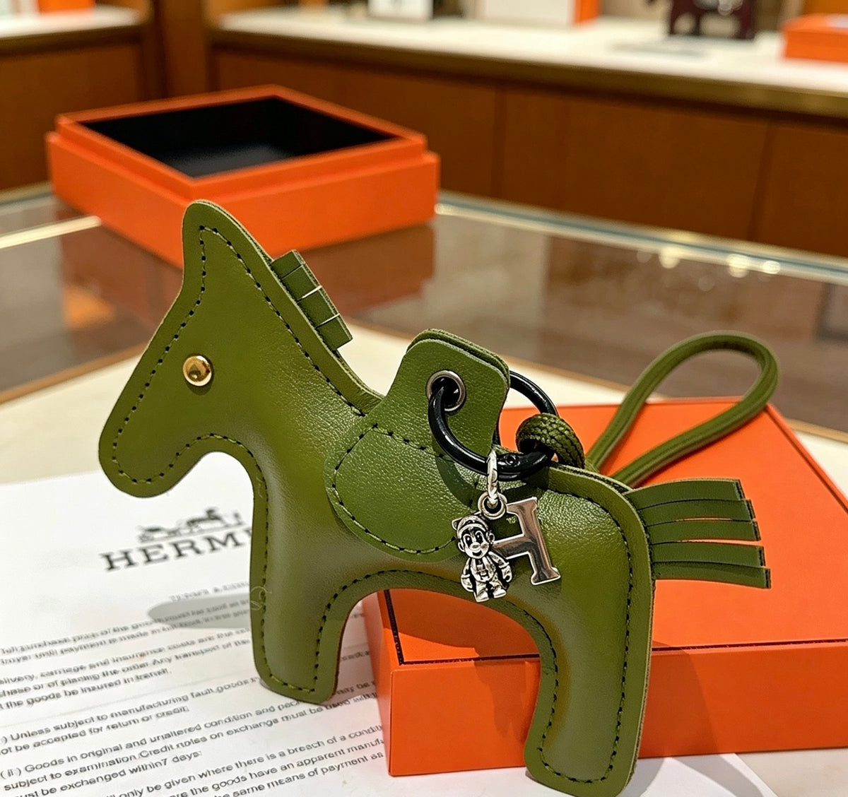 Hermès Green Horse Charm Keychain - album image 6