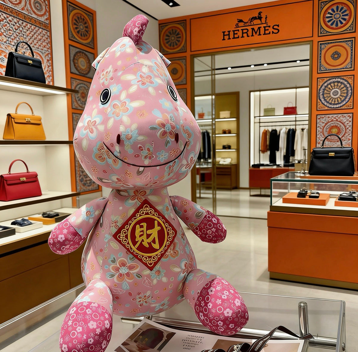 Hermès Pink Printed Horse Plush Toy - album image 1