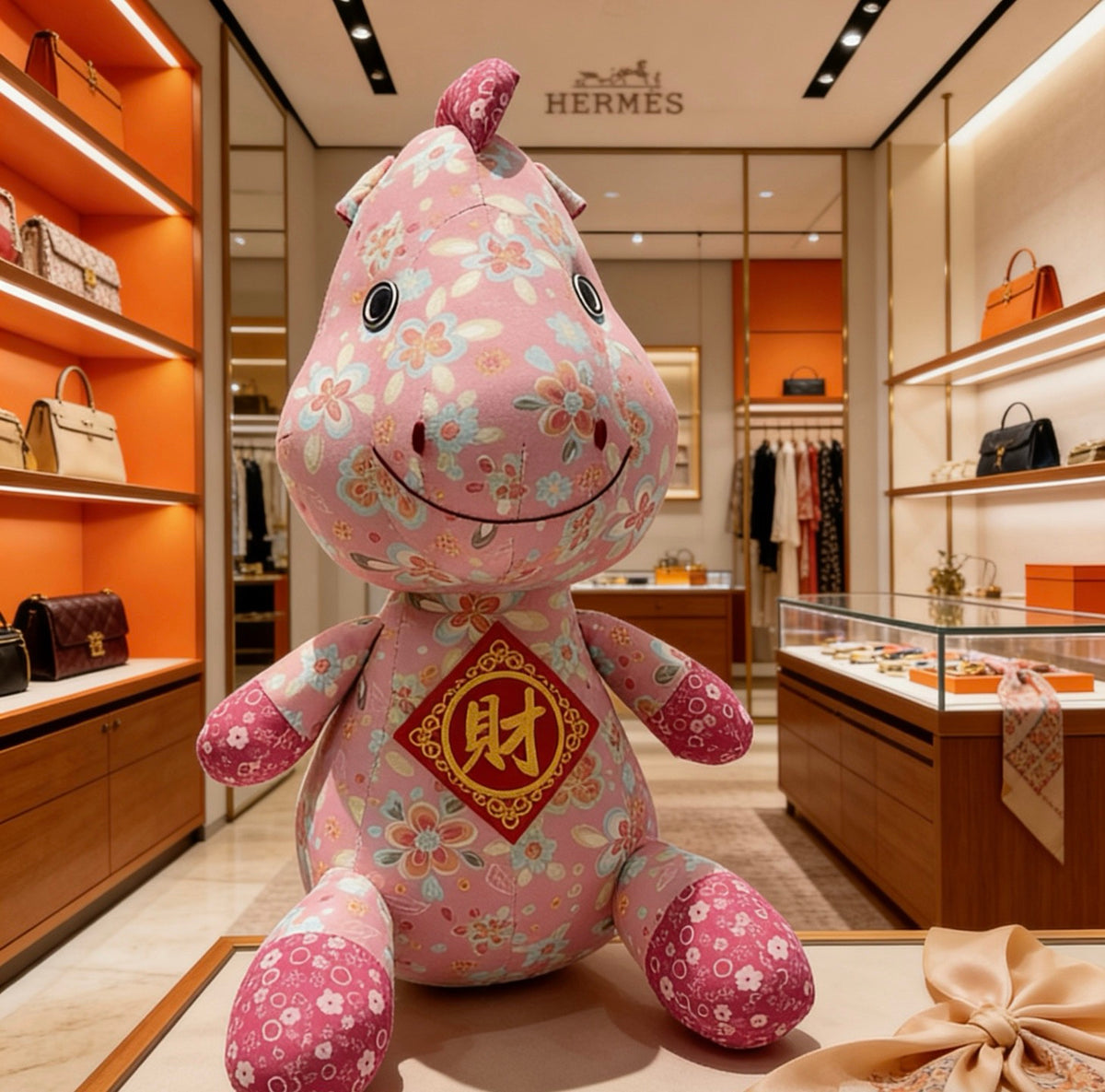 Hermès Pink Printed Horse Plush Toy - album image 3