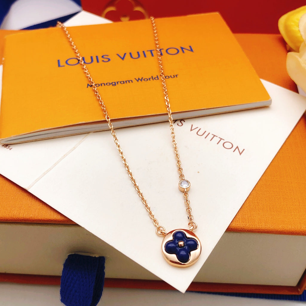Louis Vuitton Rose Gold-Tone Gold-Tone Blue Mother-of-Pearl Necklace - album image 1