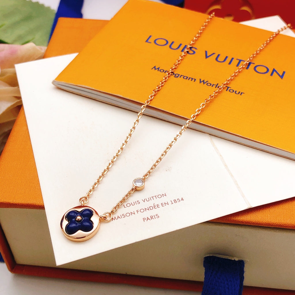 Louis Vuitton Rose Gold-Tone Gold-Tone Blue Mother-of-Pearl Necklace - album image 2