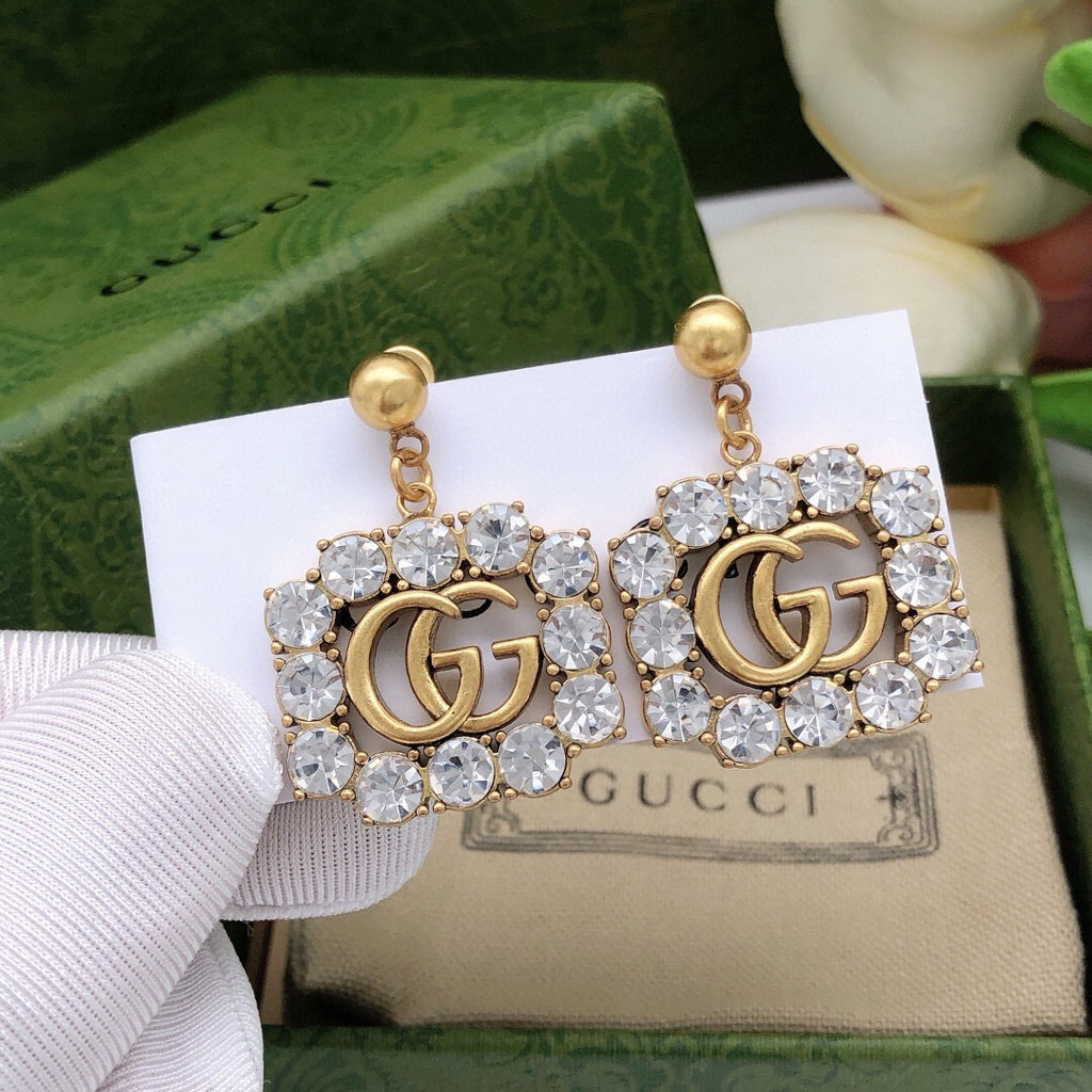 Gucci Square Crystal Accent Earrings - album image 1
