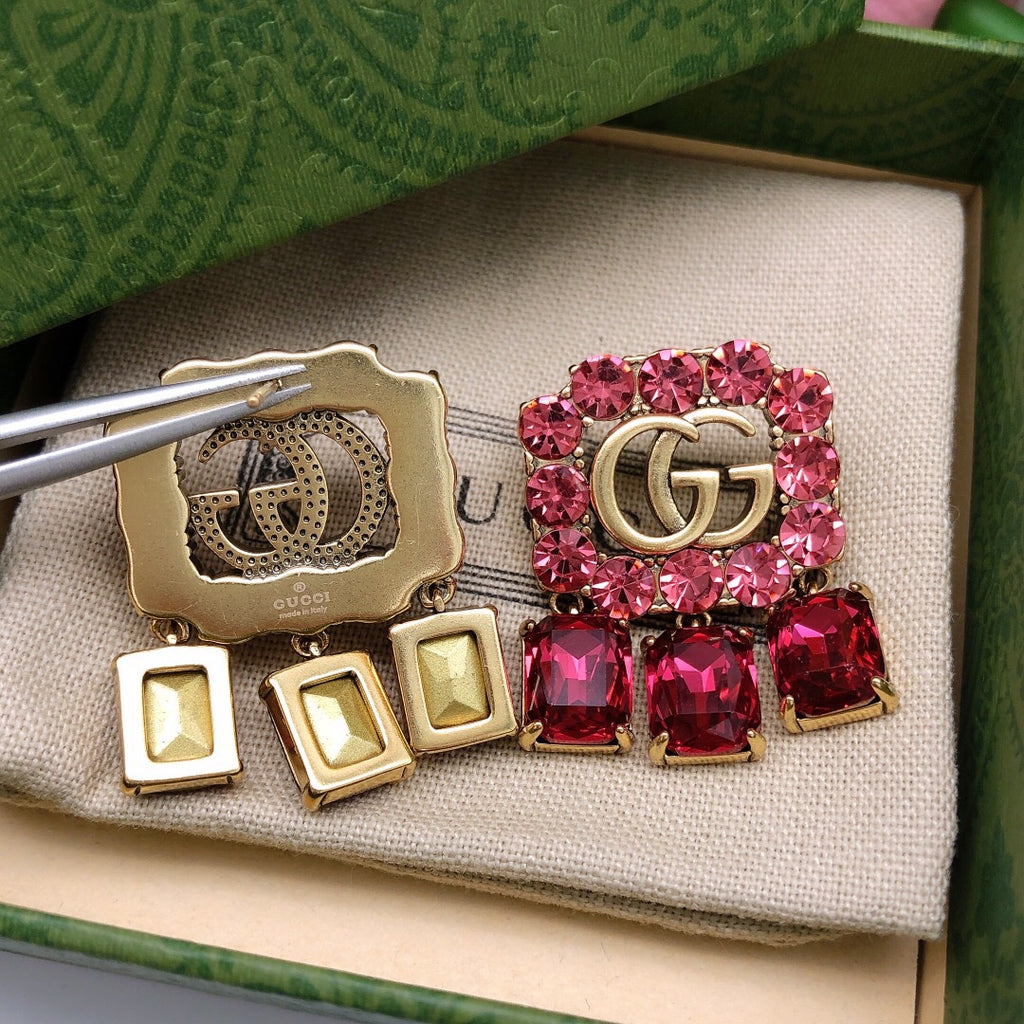 Gucci Interlocking G Red Crystal Accent Earrings - album image 3