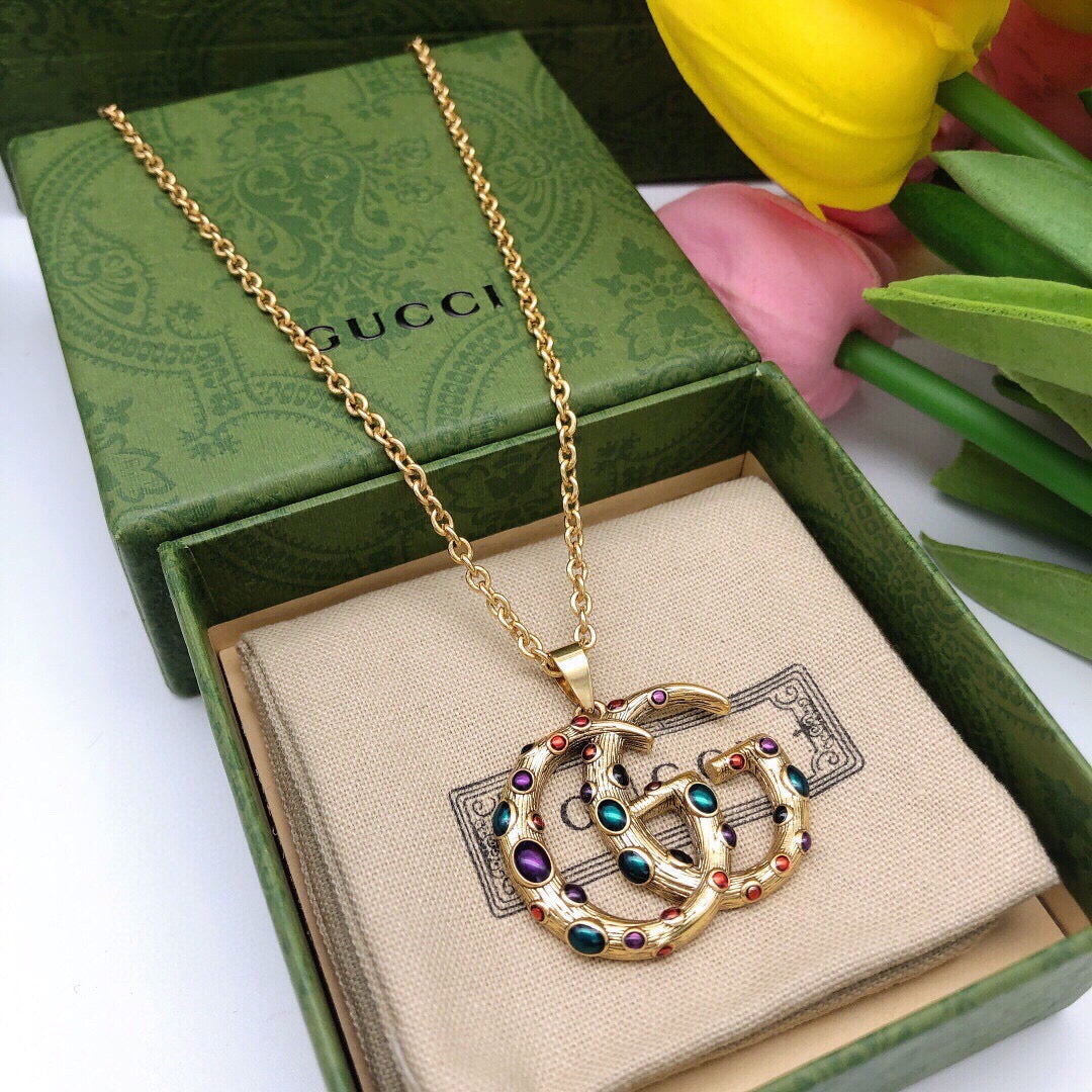Gucci Interlocking G Multicolor Crystal Accent Necklace - album image 1