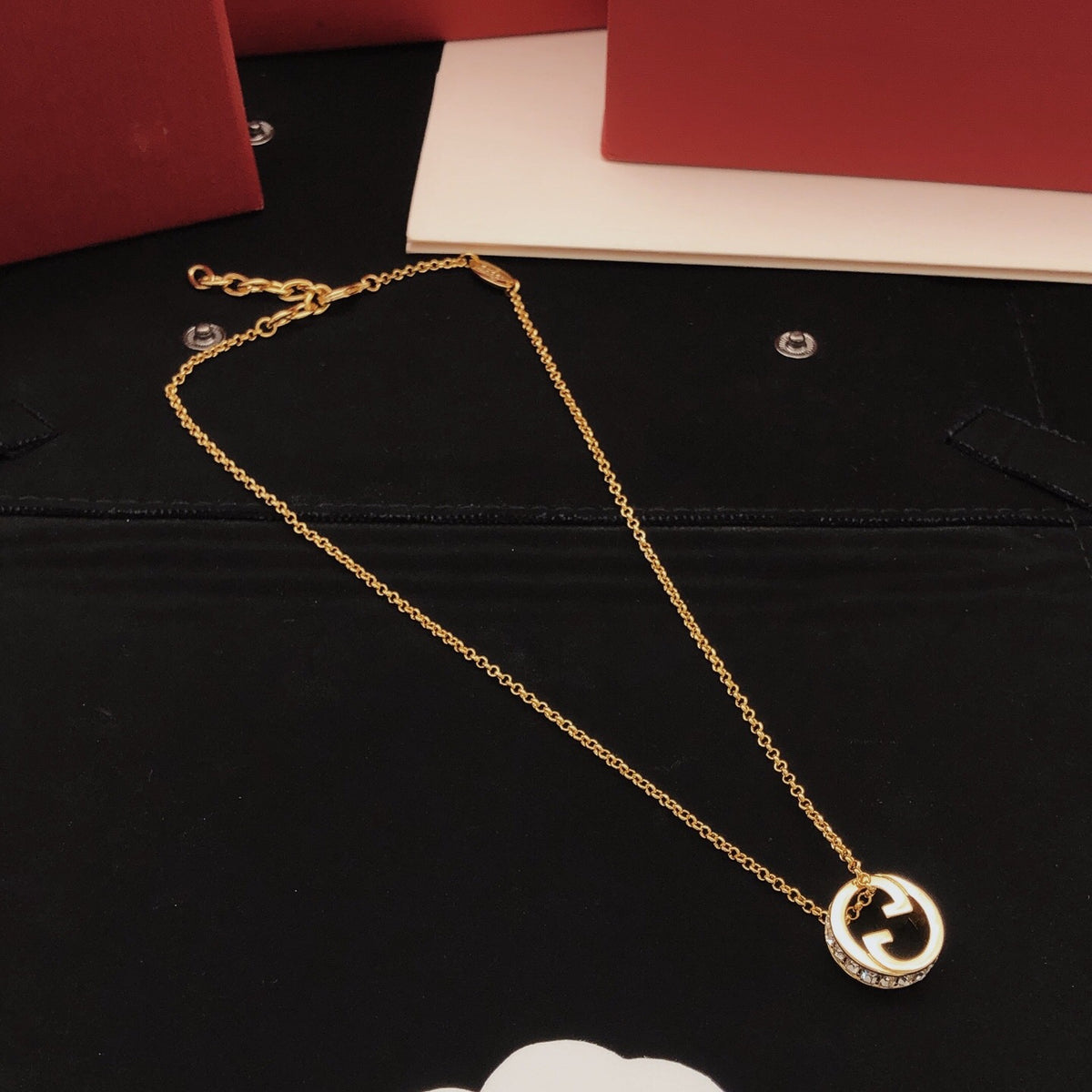 Gucci Circular Square Crystal Accent Necklace - album image 8