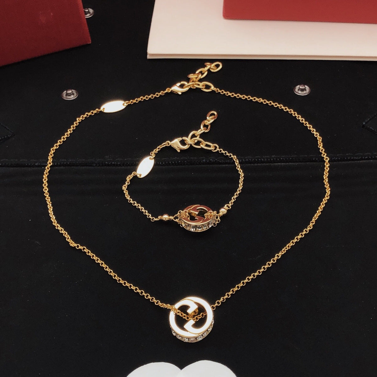 Gucci Circular Square Crystal Accent Necklace - album image 6