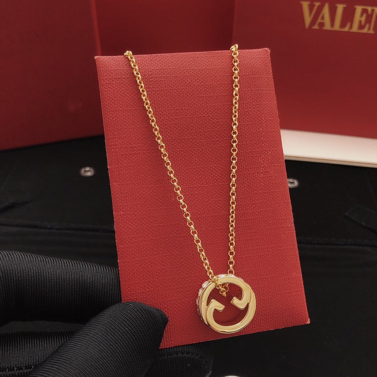 Gucci Circular Square Crystal Accent Necklace - album image 1