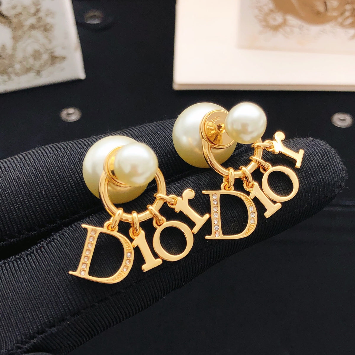 Dior Gold-Tone Letter Pearl-Look Earrings - product image 1