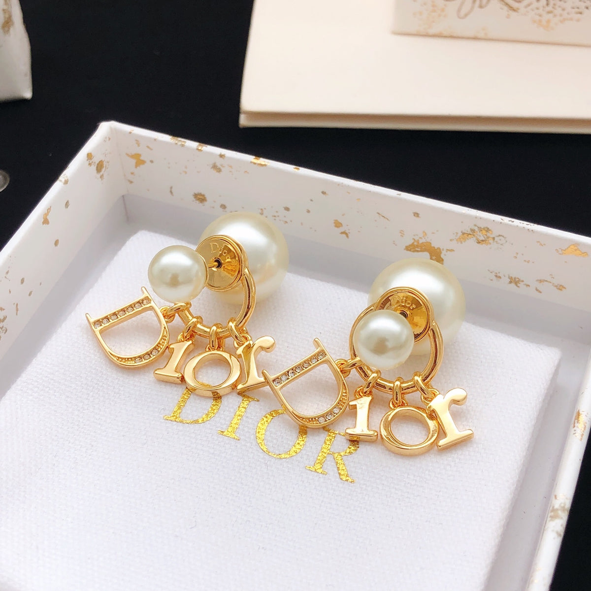Dior Gold-Tone Letter Pearl-Look Earrings - product image 3