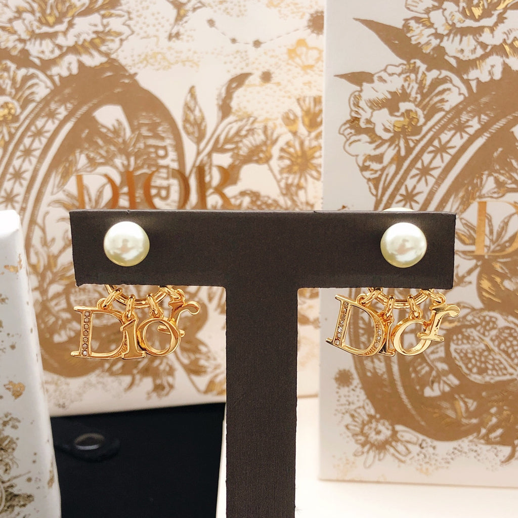 Dior Gold-Tone Letter Pearl-Look Earrings - product image 5