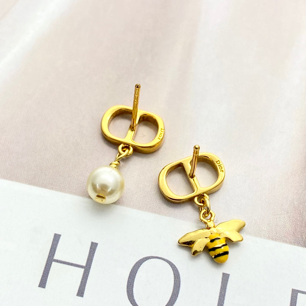Dior Asymmetric Bee and Pearl-Look Earrings - product image 5