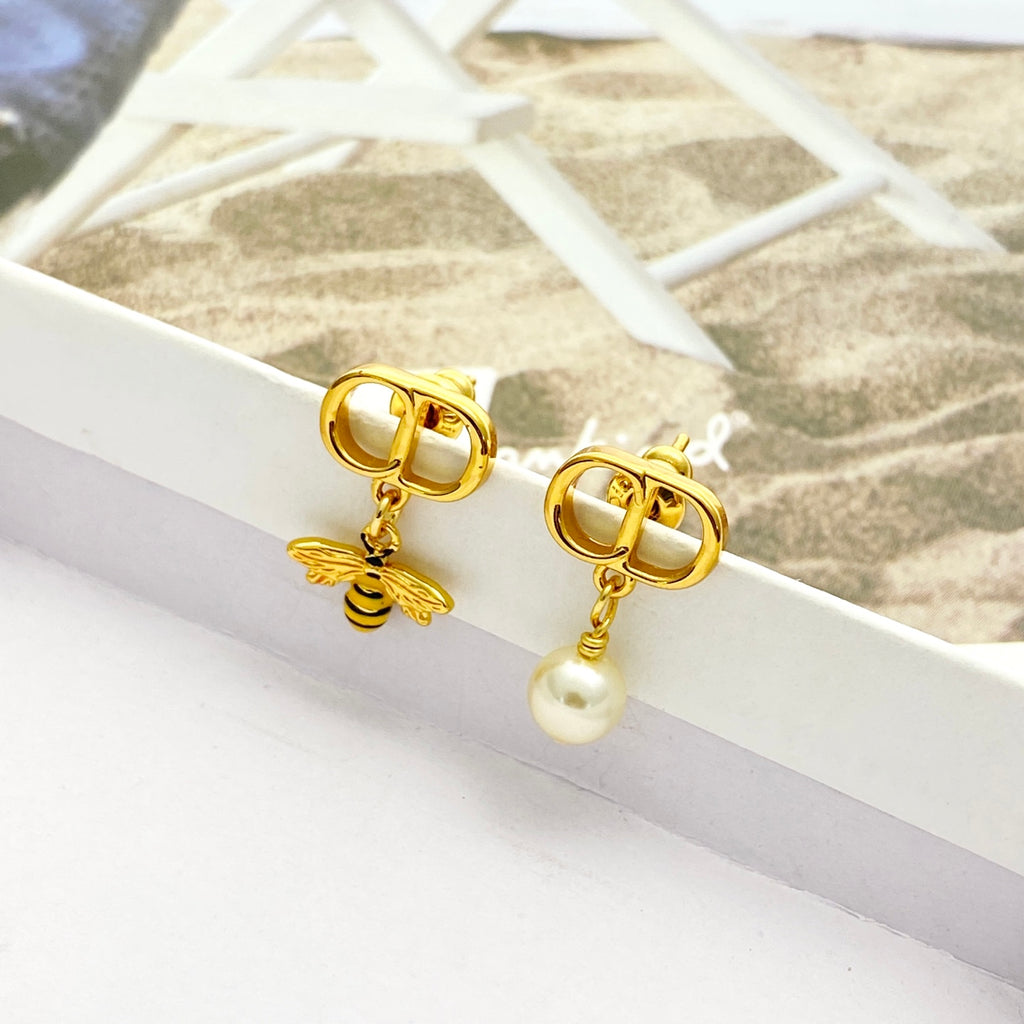 Dior Asymmetric Bee and Pearl-Look Earrings - product image 3