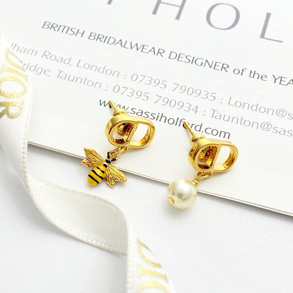 Dior Asymmetric Bee and Pearl-Look Earrings - product image 4