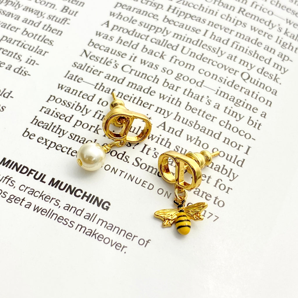 Dior Asymmetric Bee and Pearl-Look Earrings - product image 2