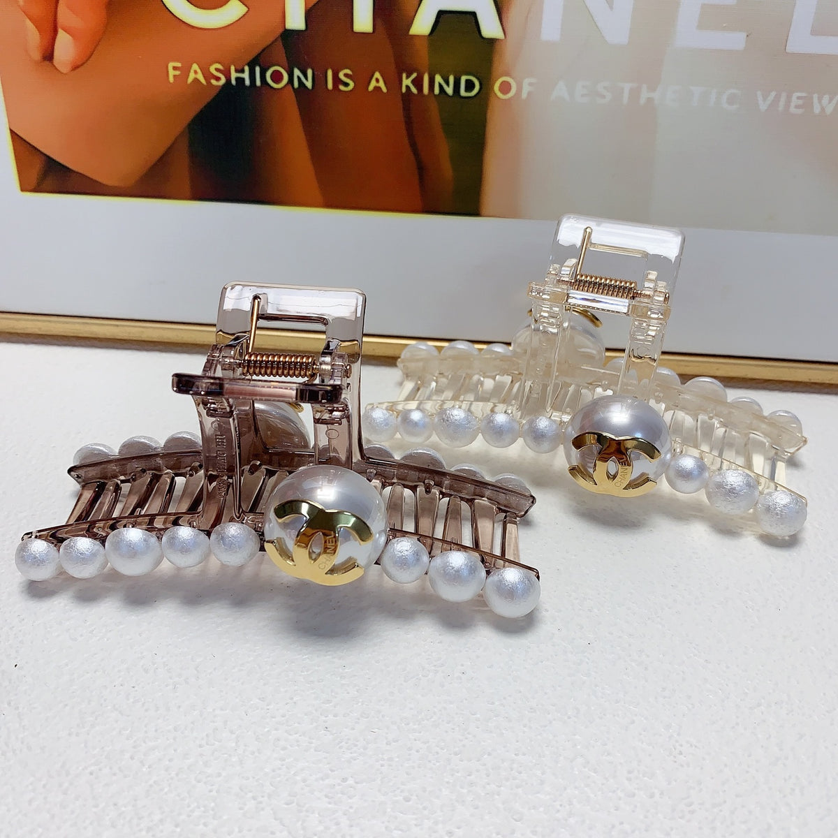 Saint Laurent Pearl and Letter-Motif Hair Claw - album image 7