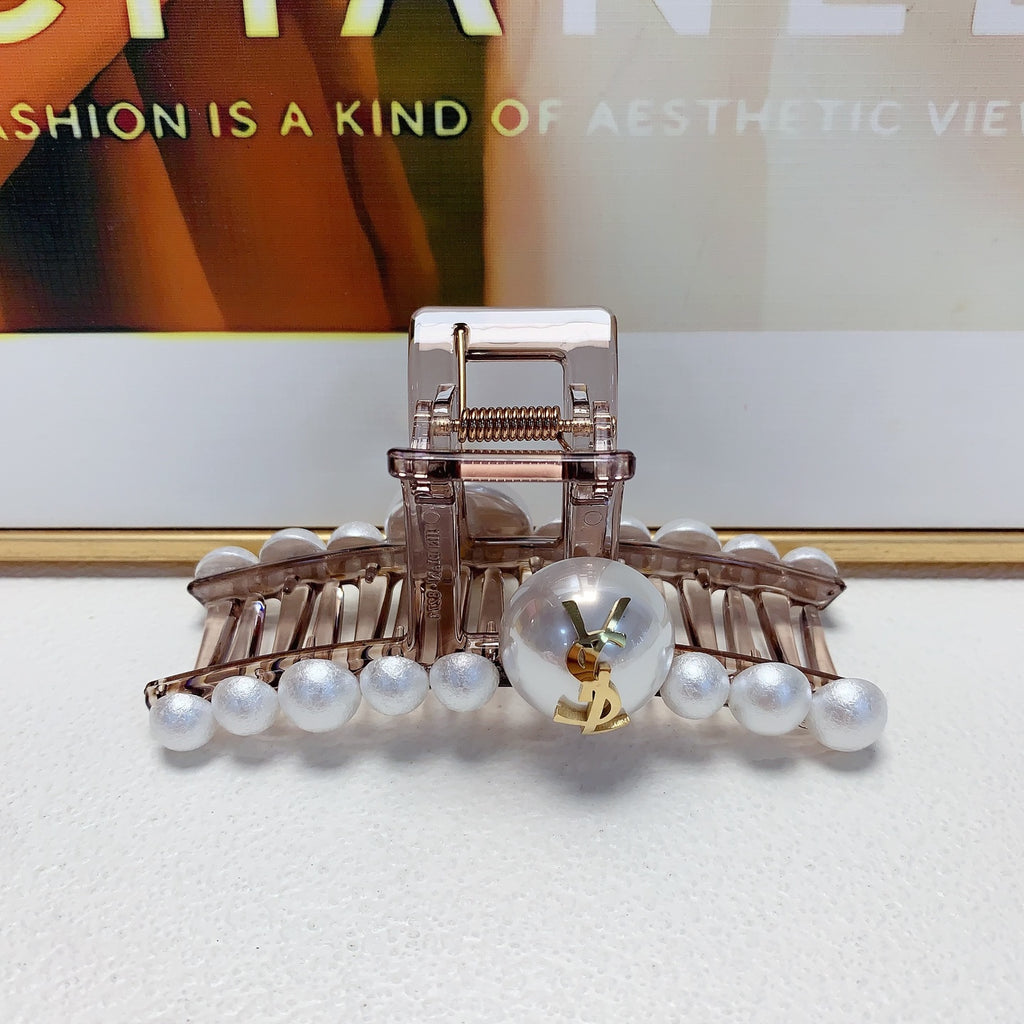 Saint Laurent Pearl and Letter-Motif Hair Claw - album image 3
