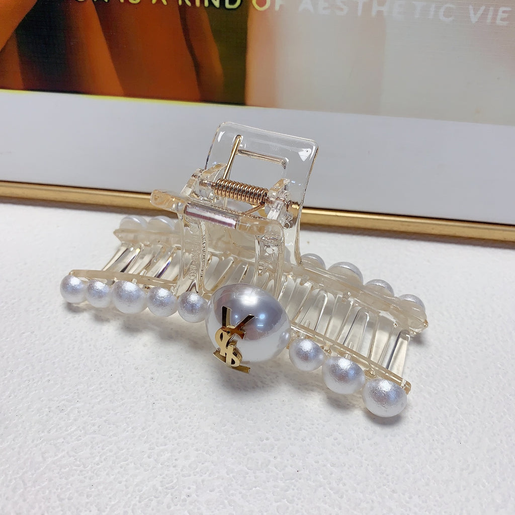 Saint Laurent Pearl and Letter-Motif Hair Claw - album image 5