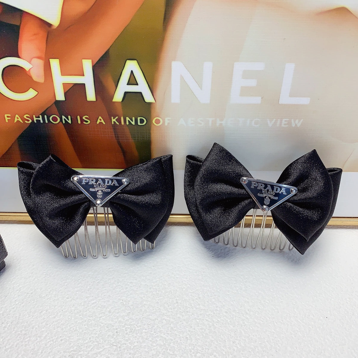 Prada Black Bow Hair Comb Pair - album image 5