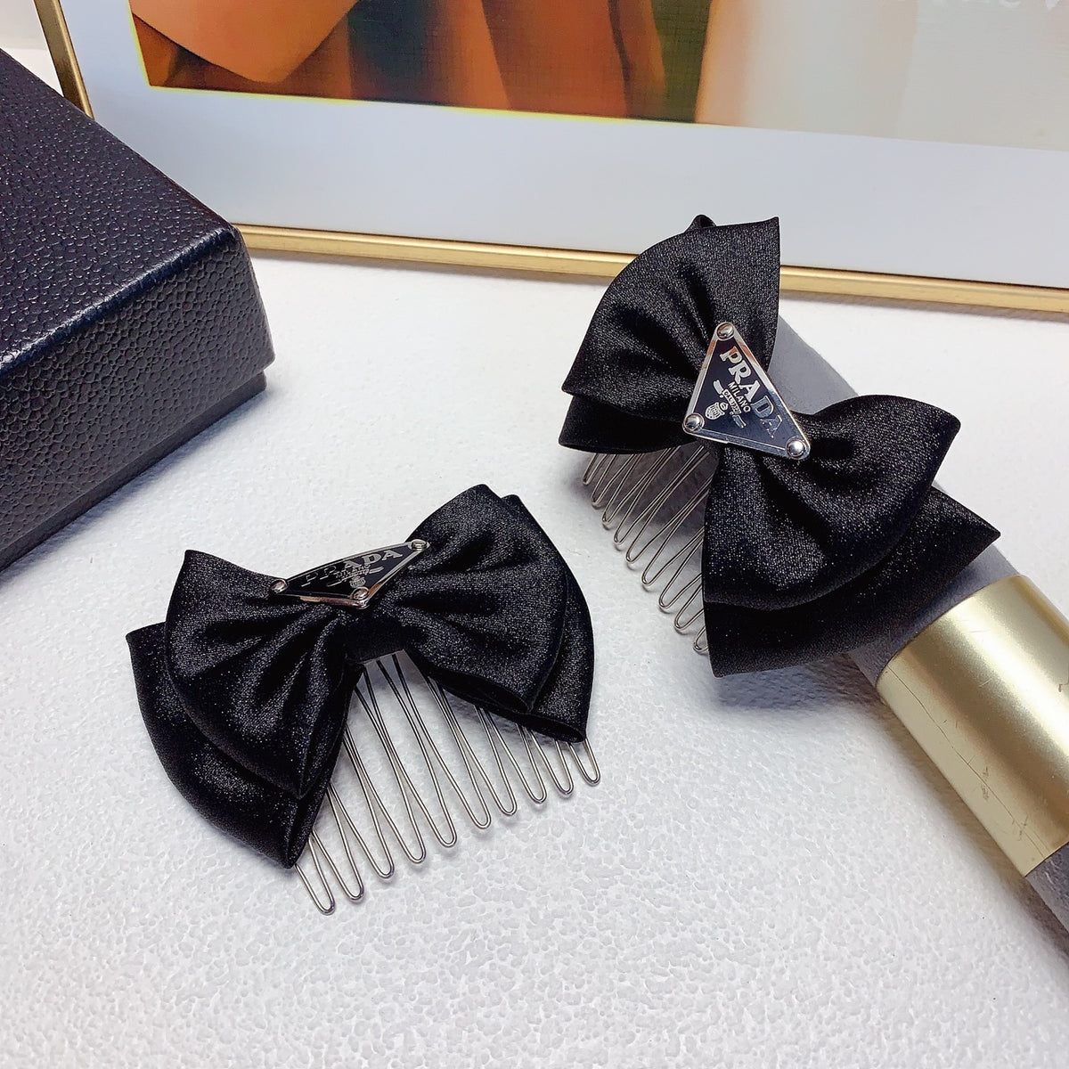 Prada Black Bow Hair Comb Pair - album image 3