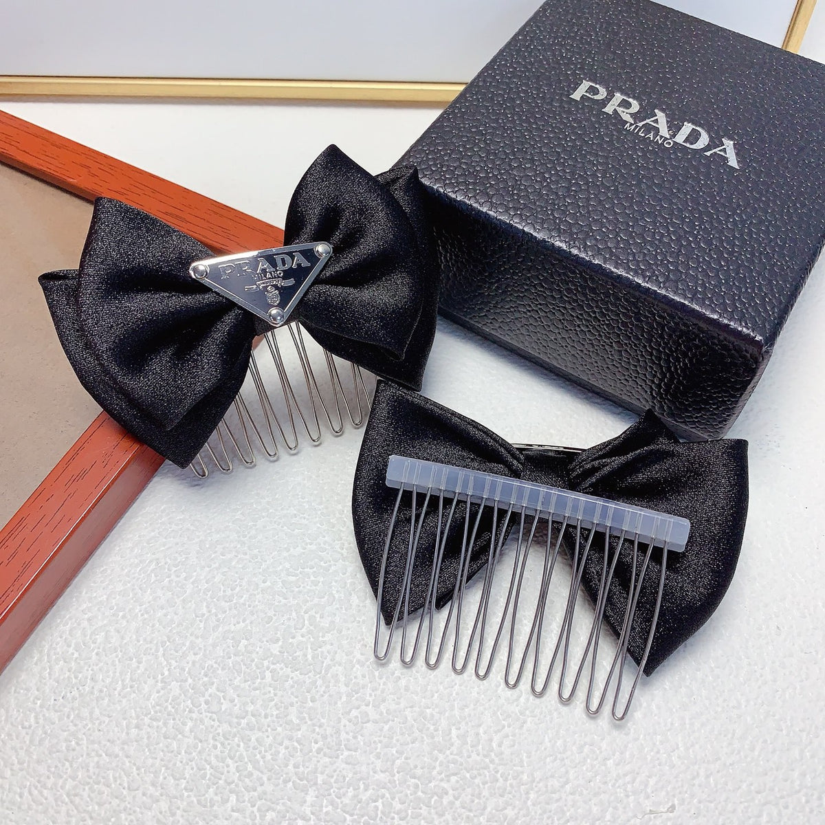 Prada Black Bow Hair Comb Pair - album image 6