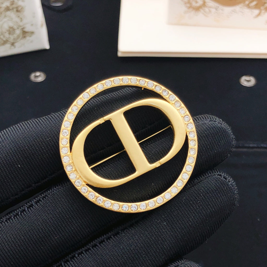 Dior Gold-Tone Circular CD Brooch - product image 1