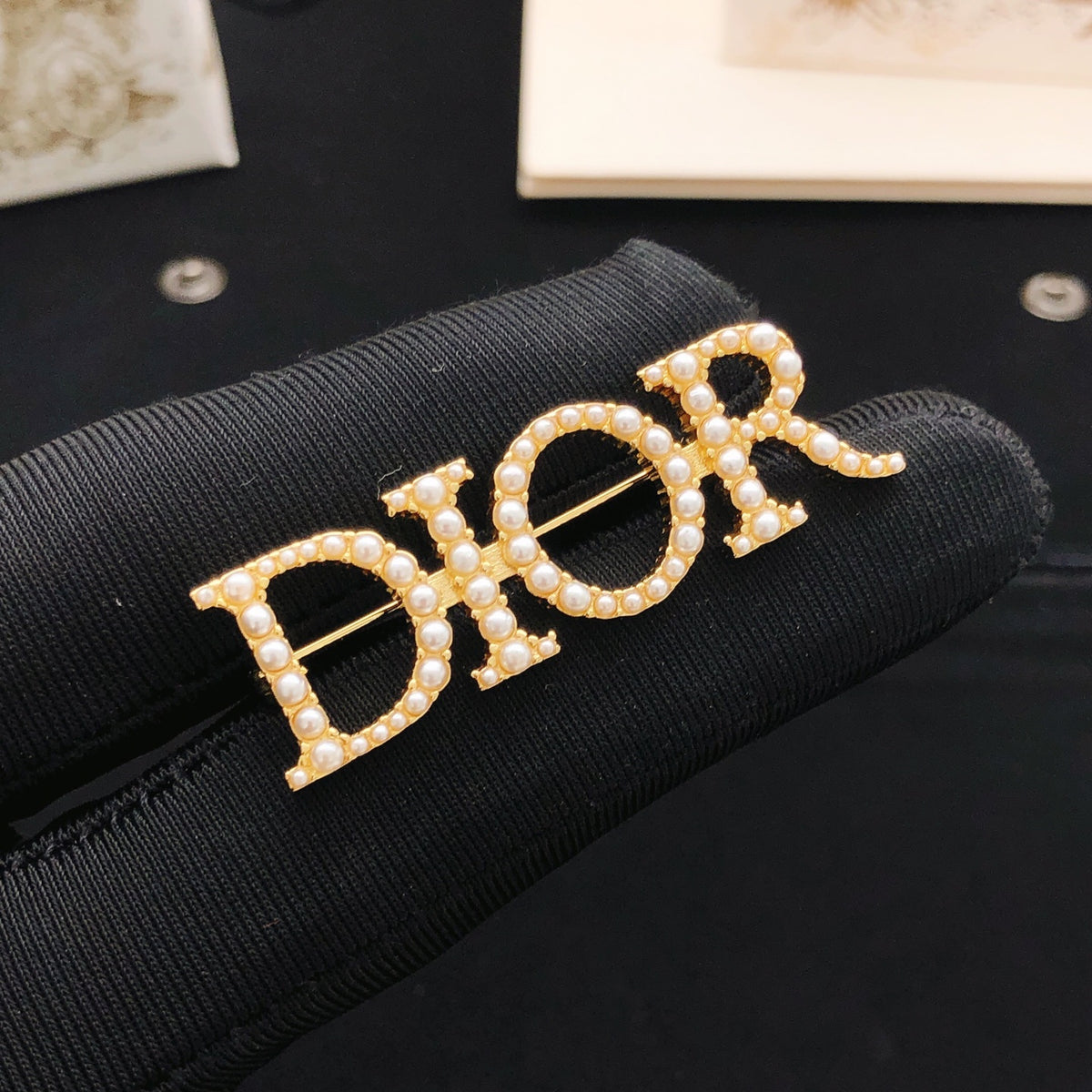 Dior Pearl-Look Script Letter Brooch - product image 1