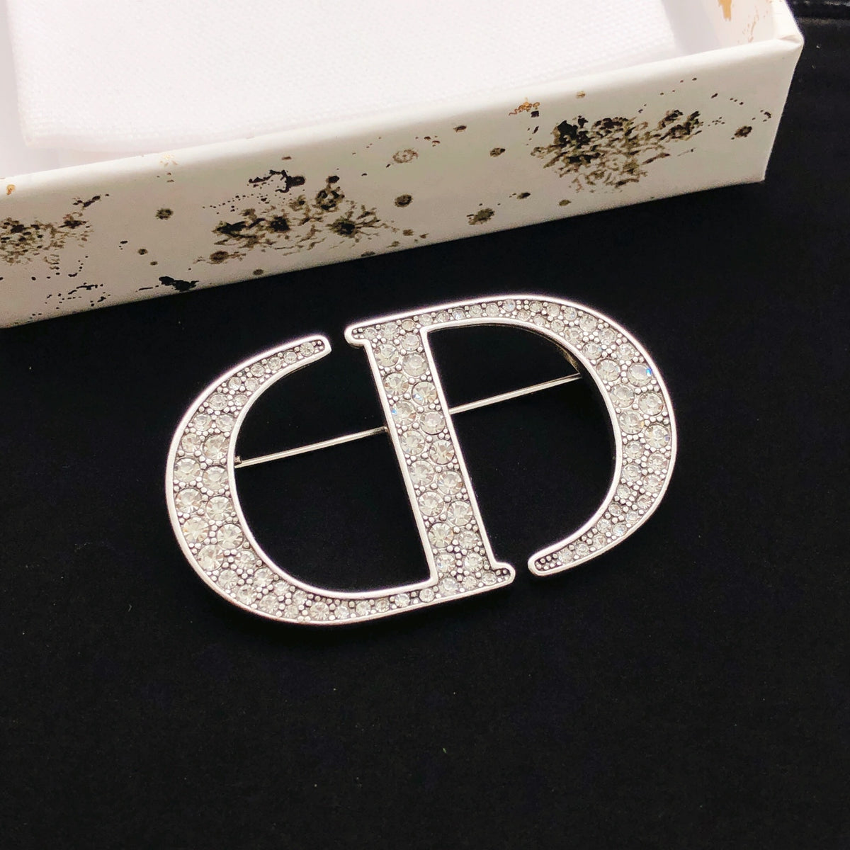 Dior Silver-Tone Crystal CD Brooch - product image 4