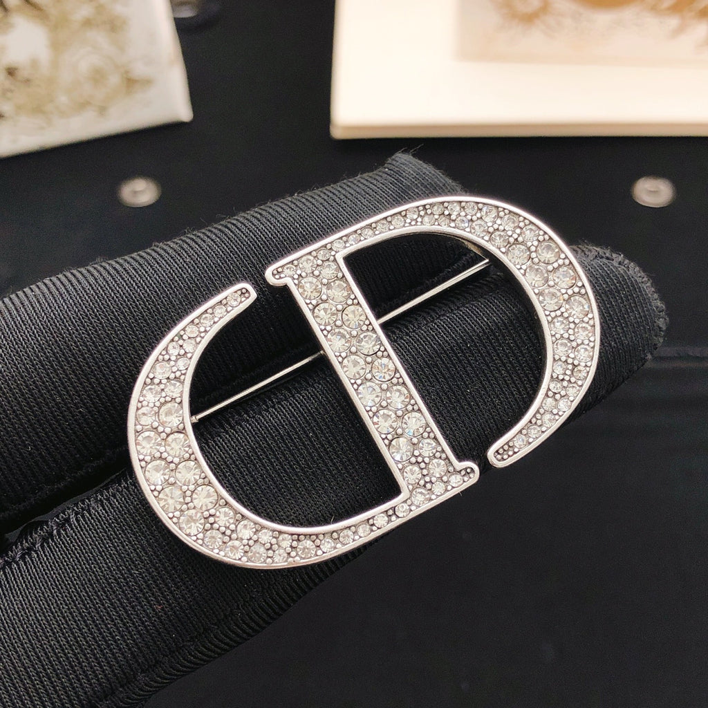 Dior Silver-Tone Crystal CD Brooch - product image 2