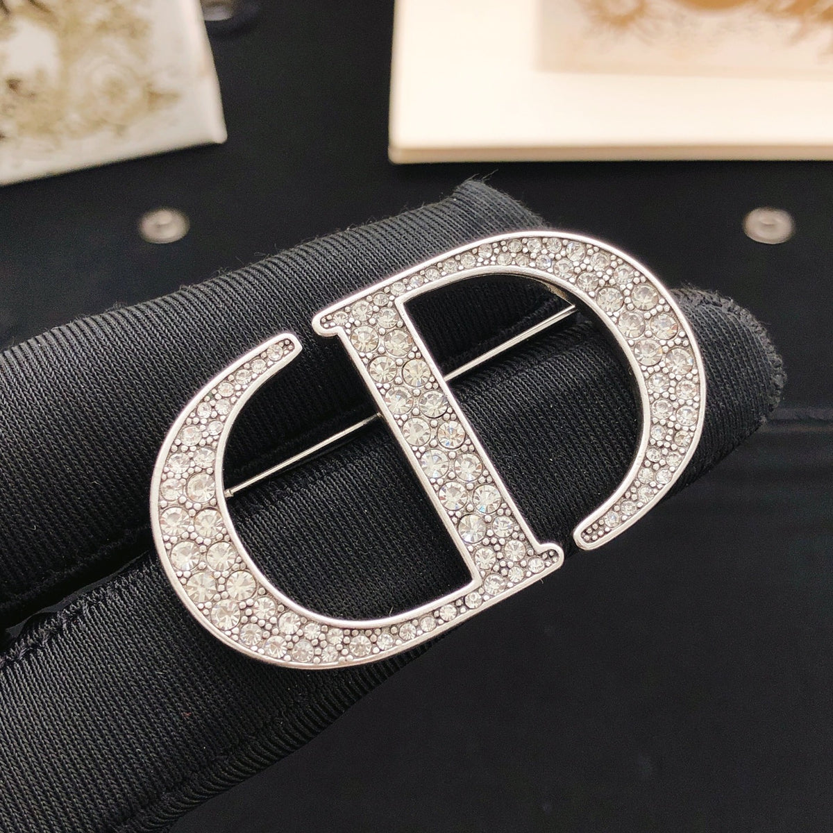 Dior Silver-Tone Crystal CD Brooch - product image 2
