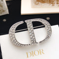 Dior Silver-Tone Crystal CD Brooch - product image 1