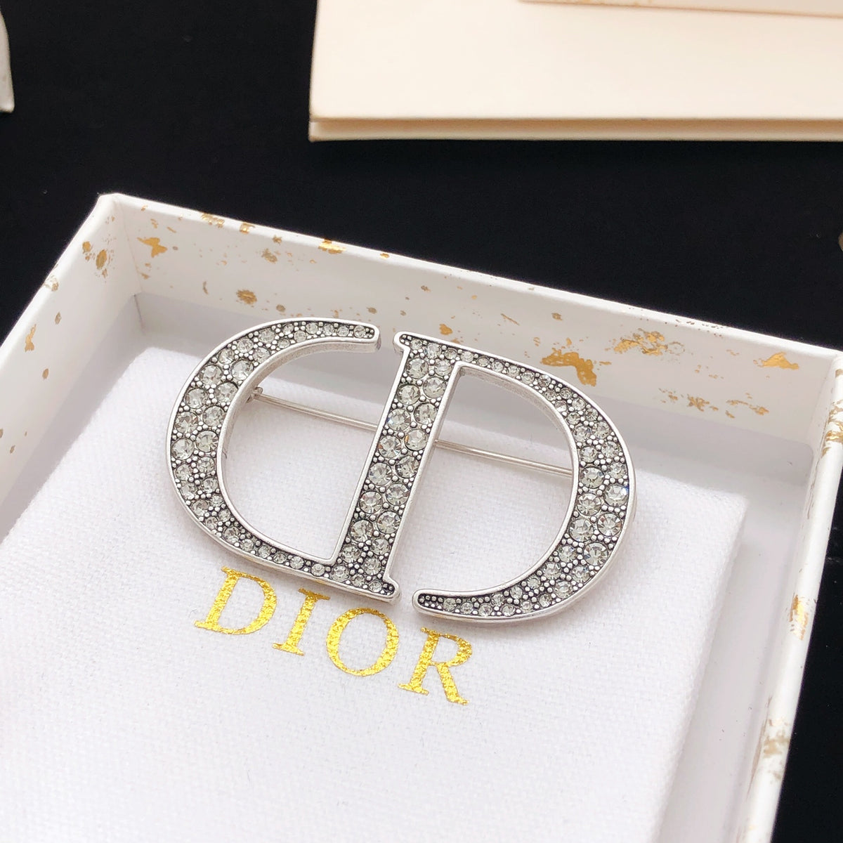 Dior Silver-Tone Crystal CD Brooch - product image 5