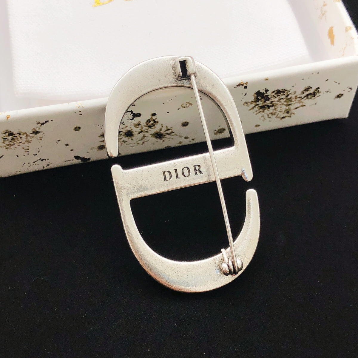 Dior Silver-Tone Crystal CD Brooch - product image 3