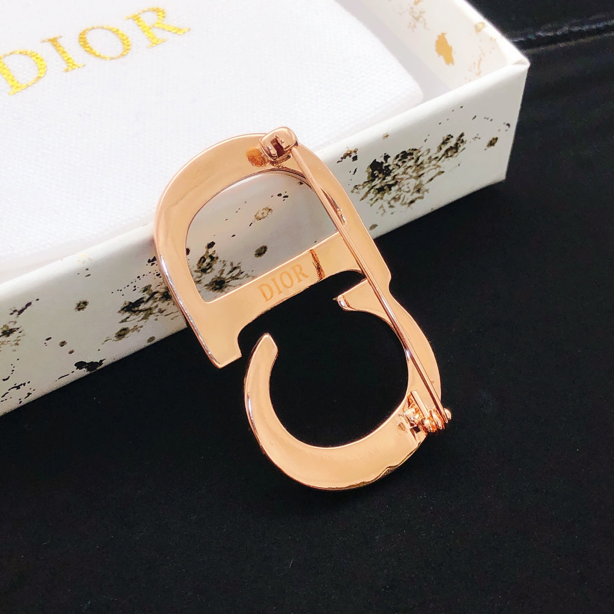 Dior Rose-Gold-Tone Polished CD Brooch - product image 4