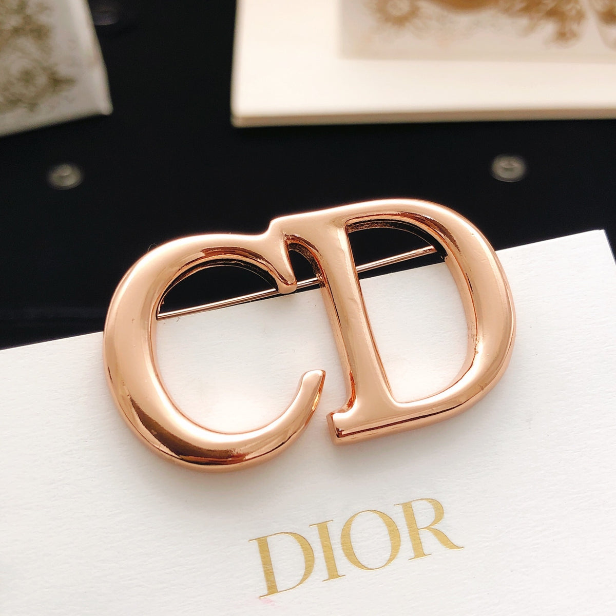 Dior Rose-Gold-Tone Polished CD Brooch - product image 1