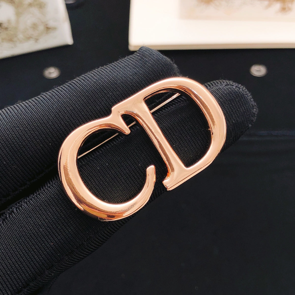 Dior Rose-Gold-Tone Polished CD Brooch - product image 2