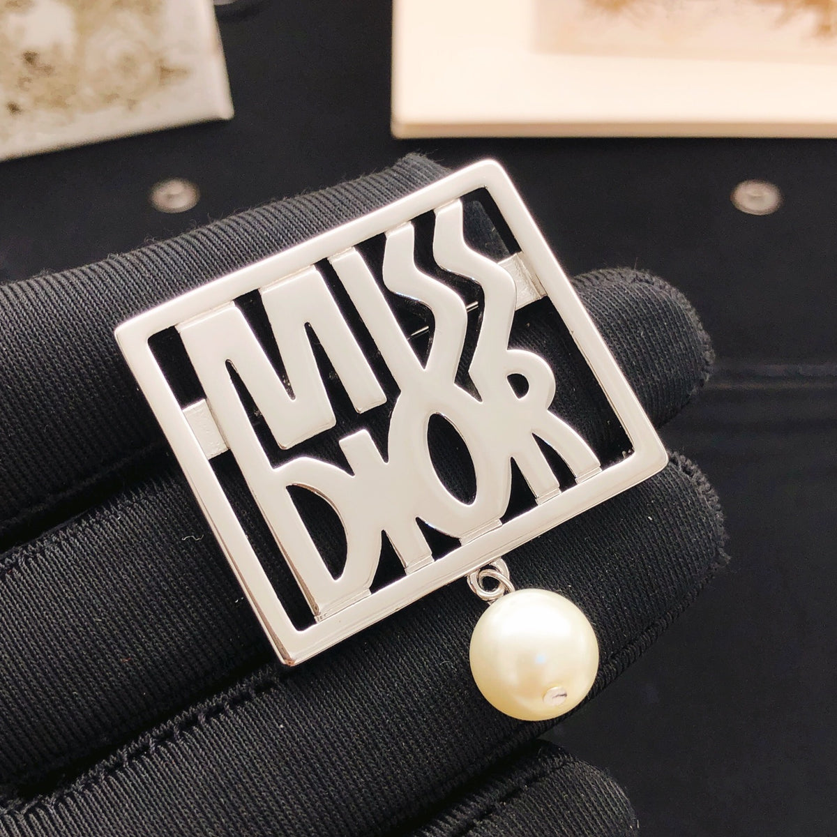 Dior Silver-Tone Miss Dior Square Brooch - product image 3