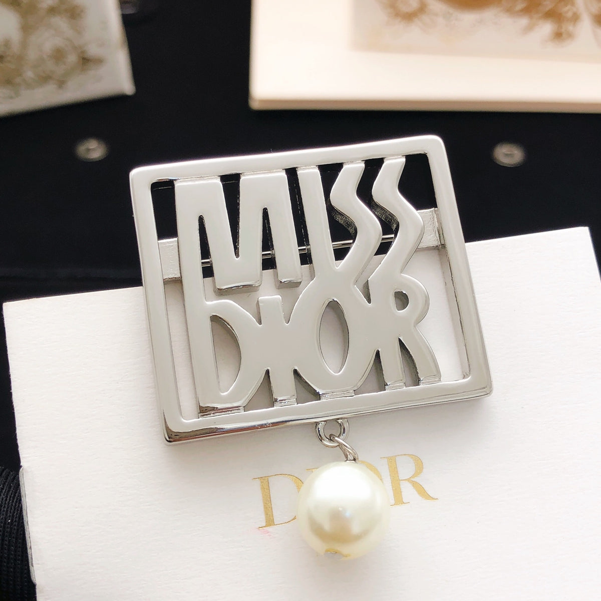Dior Silver-Tone Miss Dior Square Brooch - product image 2