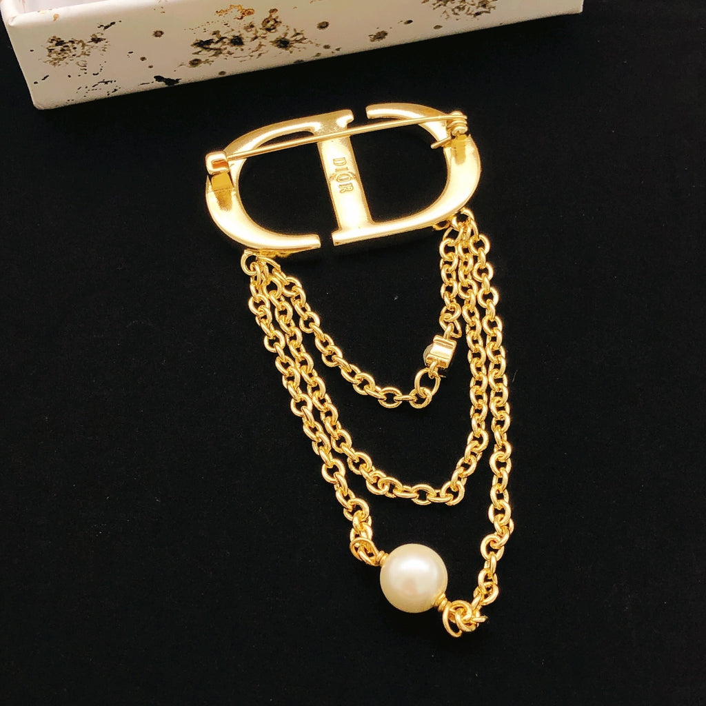 Dior Gold-Tone CD Draped-Chain Brooch - product image 2