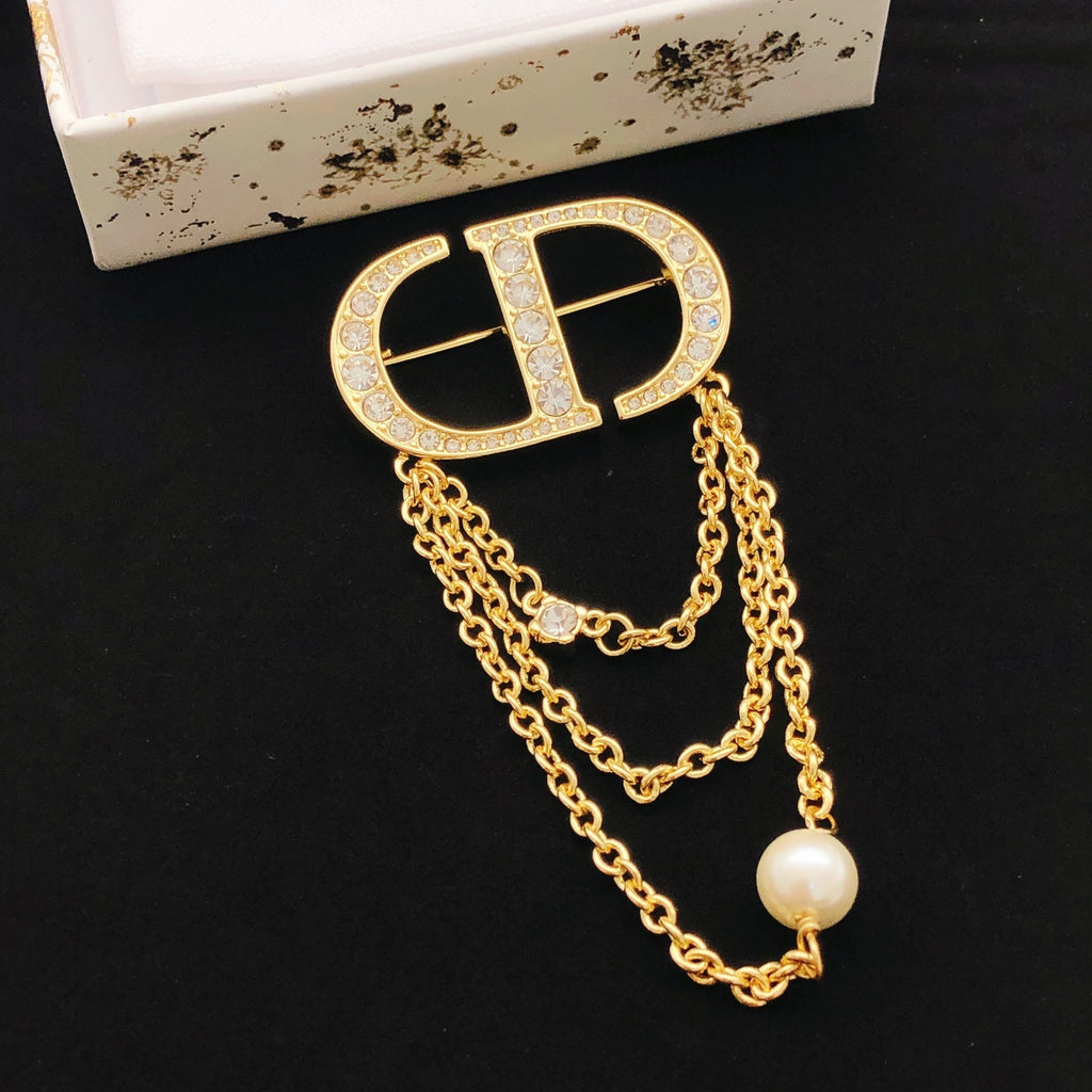 Dior Gold-Tone CD Draped-Chain Brooch - product image 1