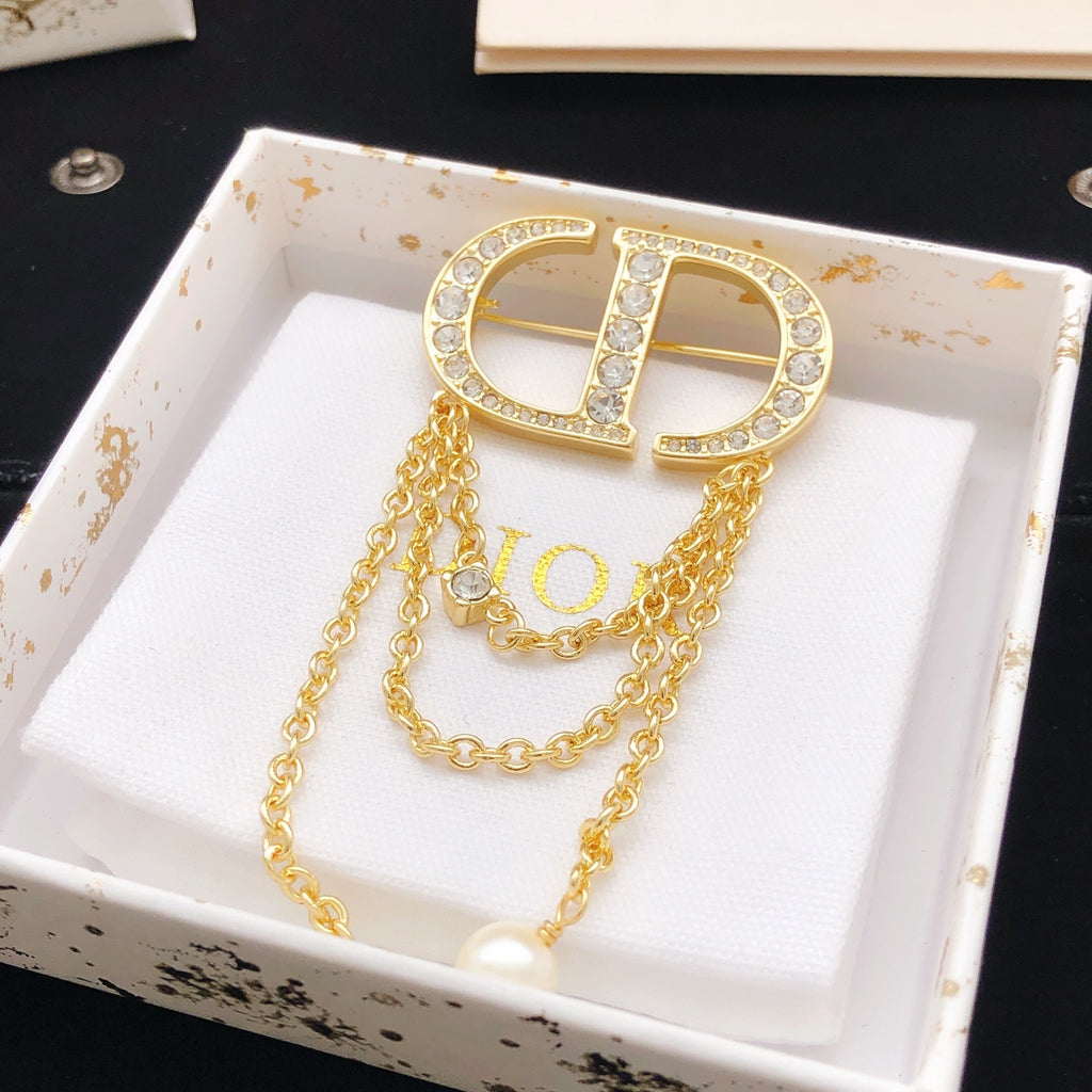 Dior Gold-Tone CD Draped-Chain Brooch - product image 5