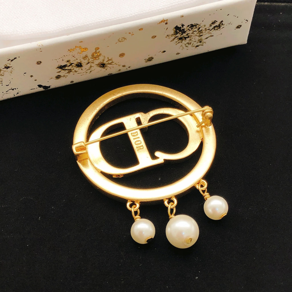 Dior Circular CD Pearl-Look Drop Brooch - product image 2