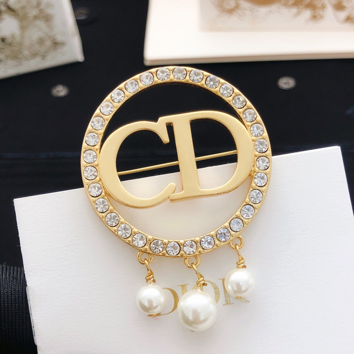 Dior Circular CD Pearl-Look Drop Brooch - product image 4