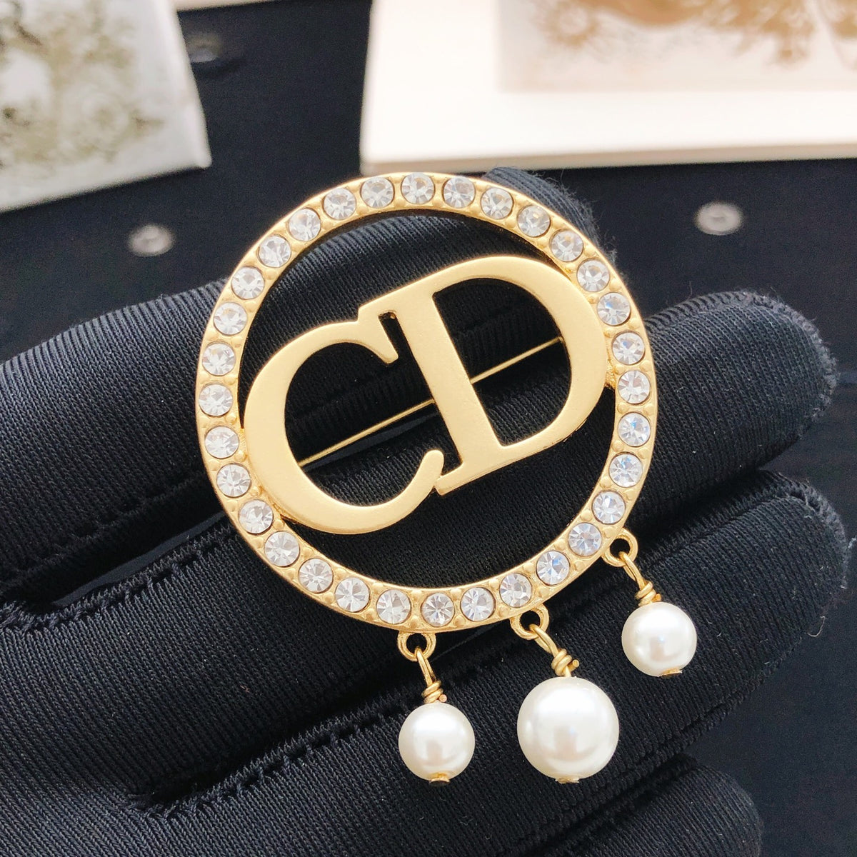 Dior Circular CD Pearl-Look Drop Brooch - product image 3