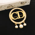 Dior Circular CD Pearl-Look Drop Brooch - product image 1