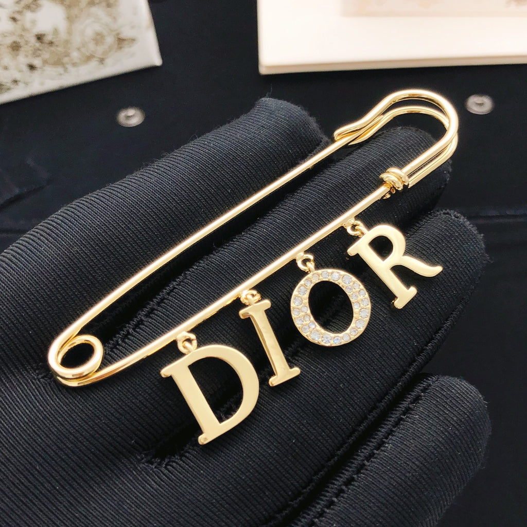 Dior Letter Charm Safety-Pin Brooch - product image 3