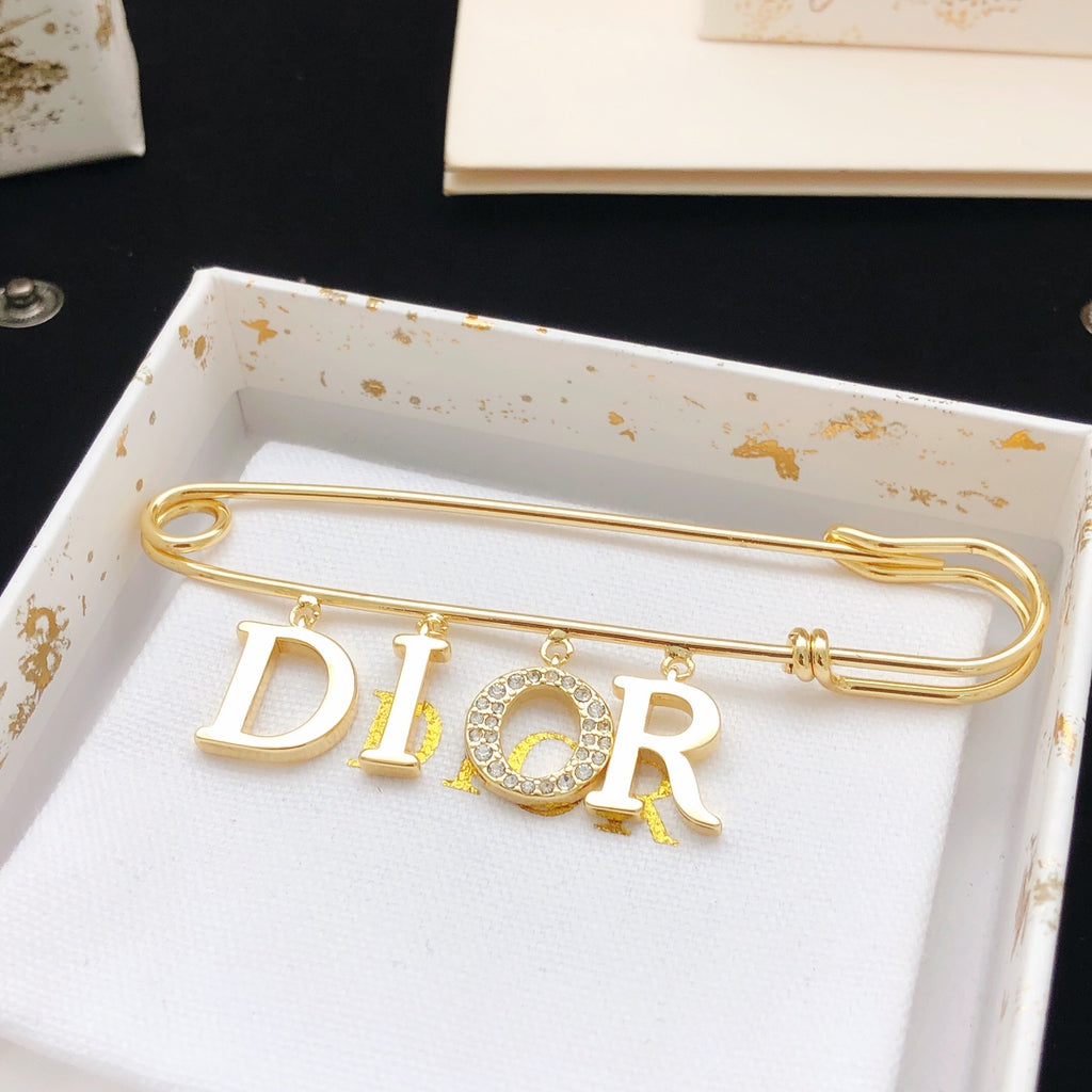 Dior Letter Charm Safety-Pin Brooch - product image 2