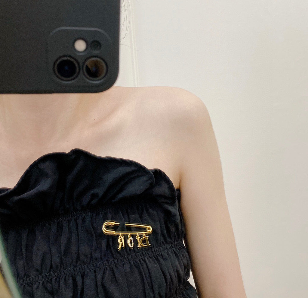 Dior Letter Charm Safety-Pin Brooch - product image 4