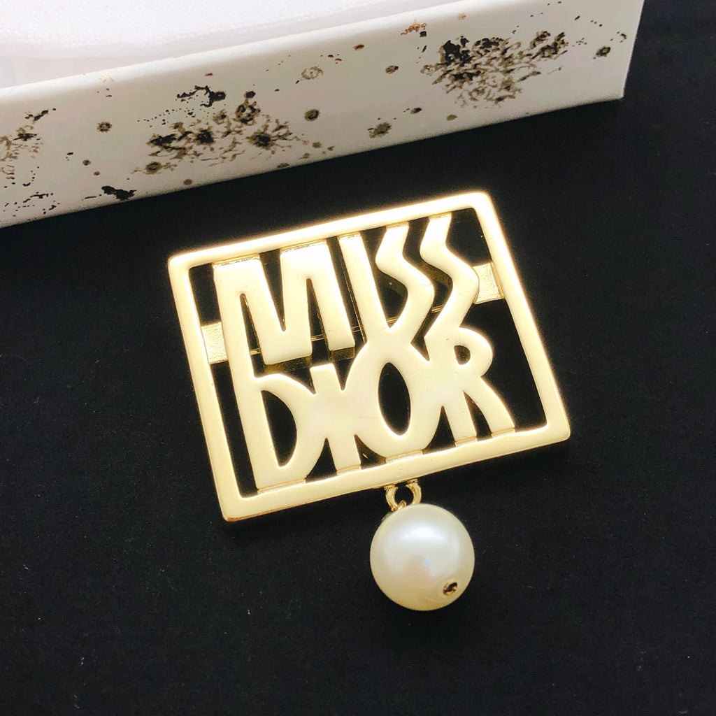 Dior Miss Dior Square Pearl-Look Drop Brooch - product image 1