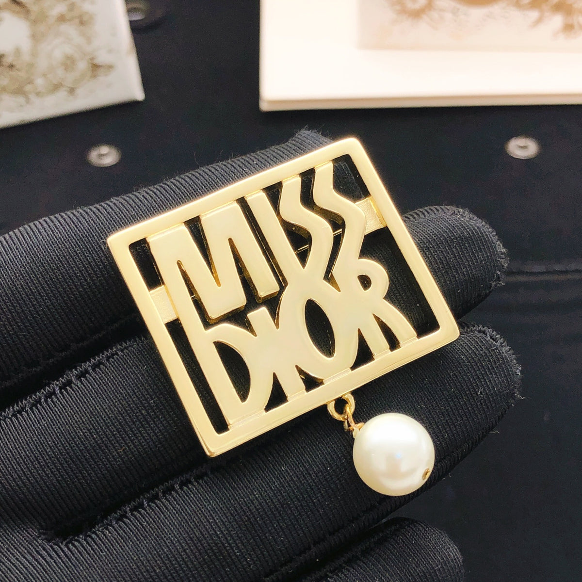 Dior Miss Dior Square Pearl-Look Drop Brooch - product image 5